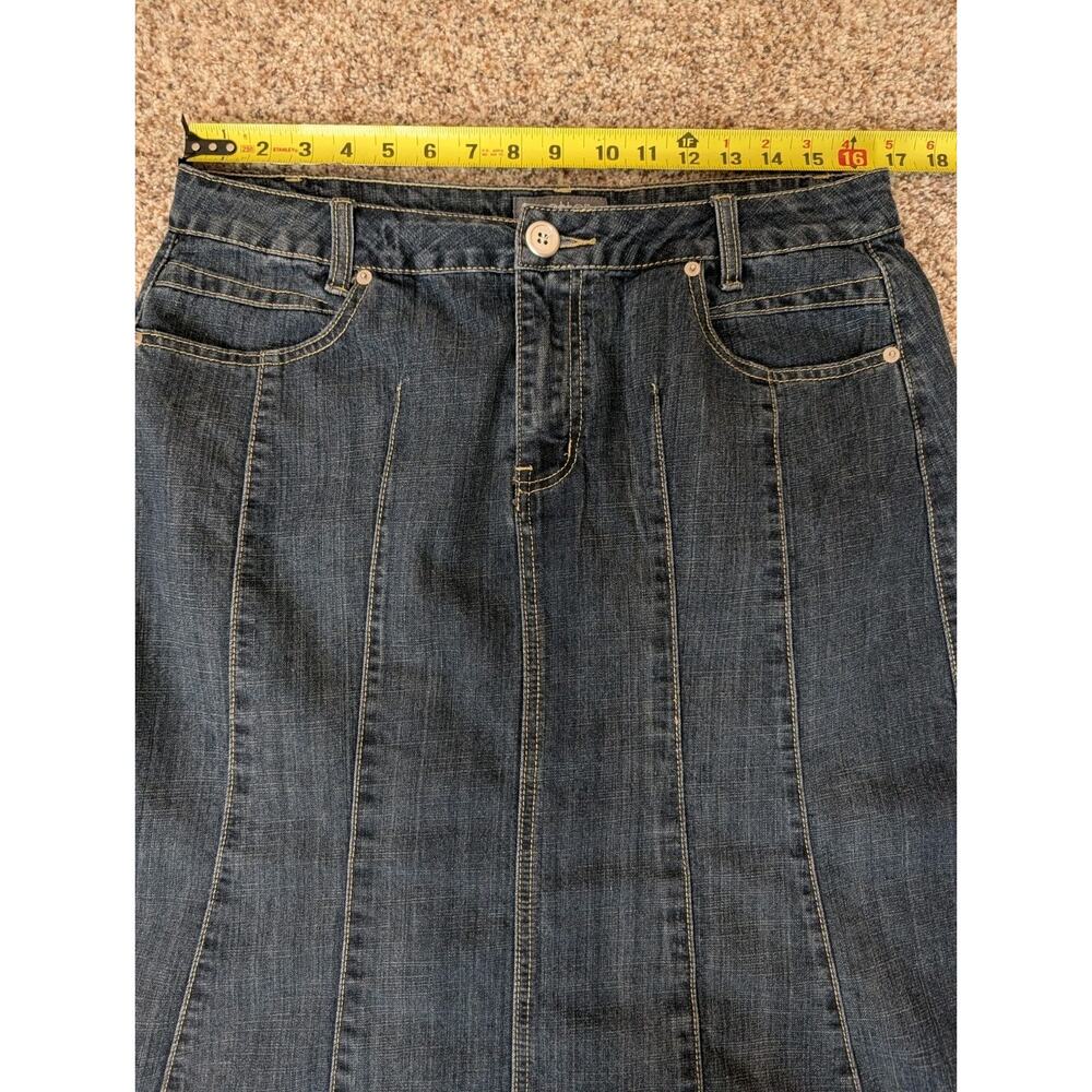 Motto Denim Skirt Size 16 33" Waist Modest Long Midi No Slit Dark Wash Pockets - Picture 4 of 6